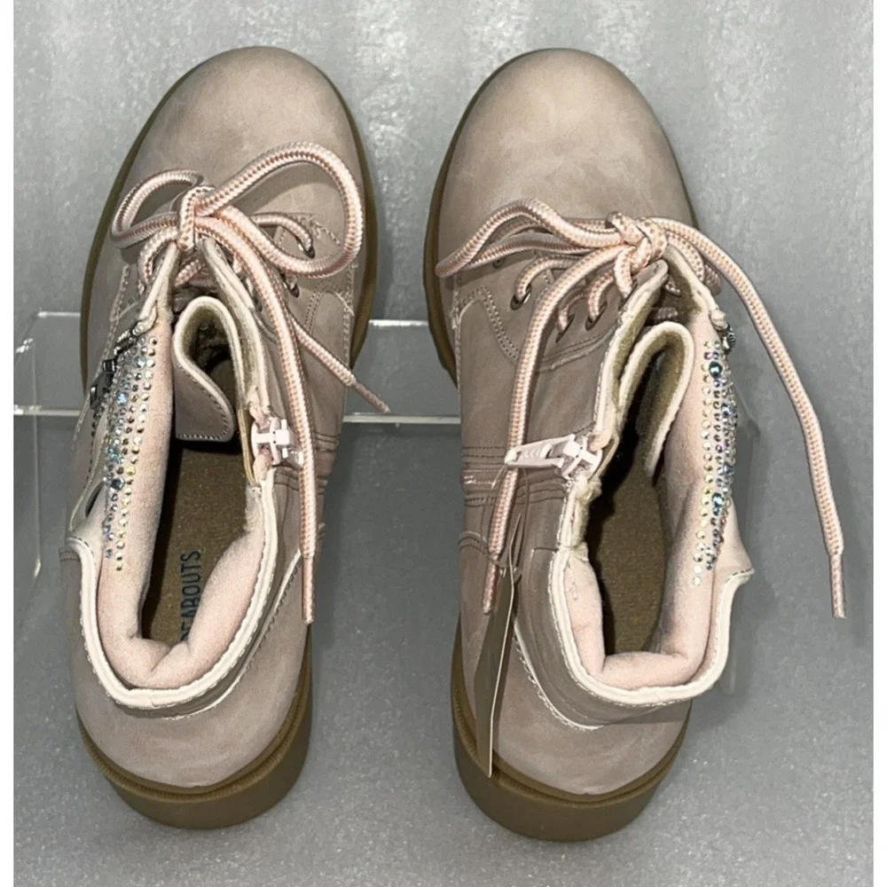 Therabouts Kinsley Pink Rhinestone Hiker Block Heel Boots Big Girls Size 5 NEW‎